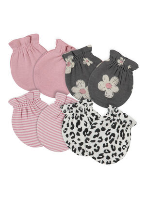 Set 4 mitones leopardo y Flores