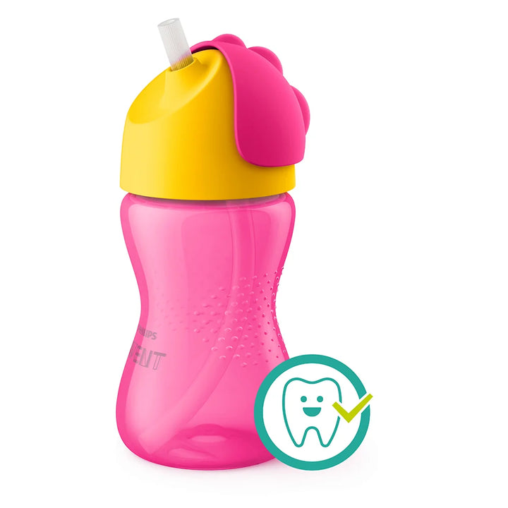 Vaso Con Bombilla Rosa 300ML 12m+