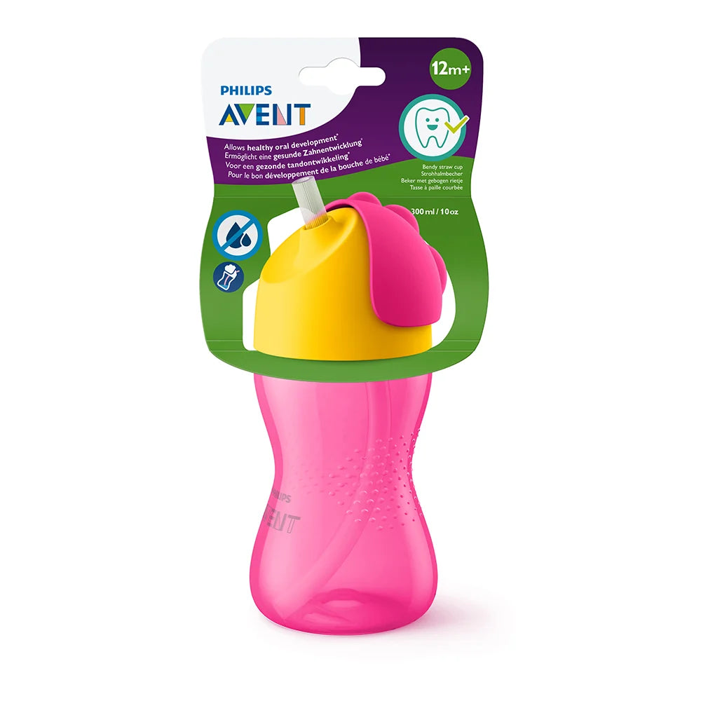 Vaso Con Bombilla Rosa 300ML 12m+