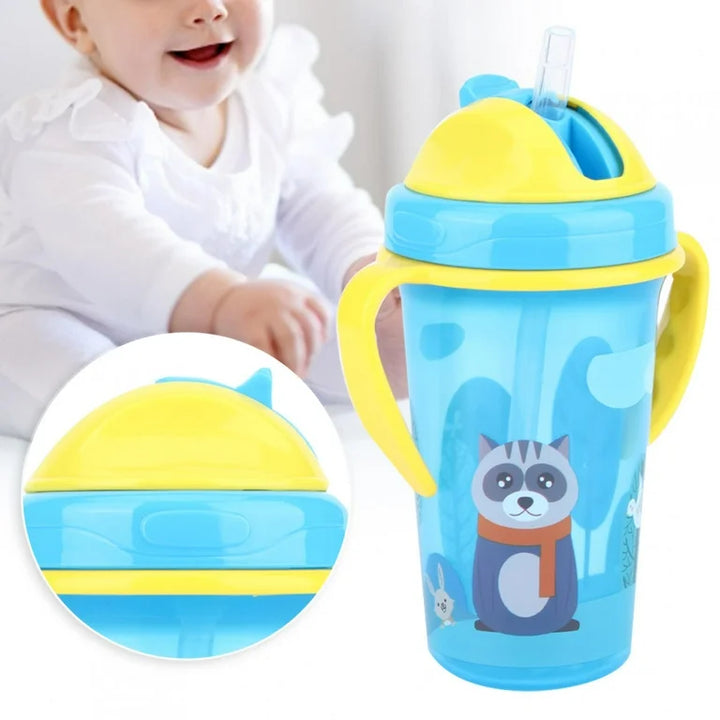 Vaso Con Bombilla Azul Mapache 300ml