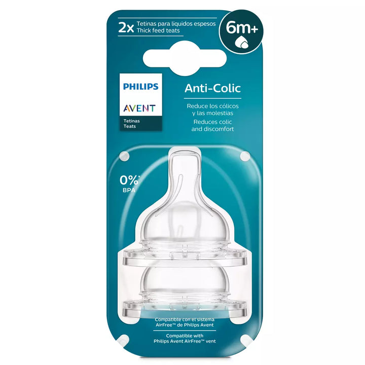 Pack 2 Tetinas Anticolic 6m+ Para Liquidos Espesos