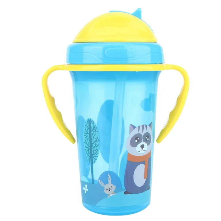 Vaso Con Bombilla Azul Mapache 300ml