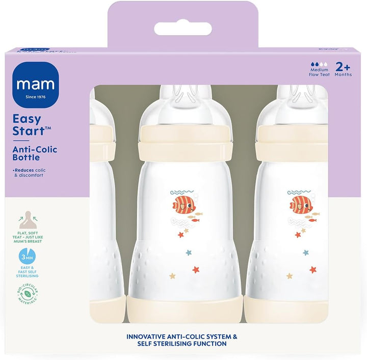 Set 3 Mamaderas Anticolic Easy Start Pez 260ml