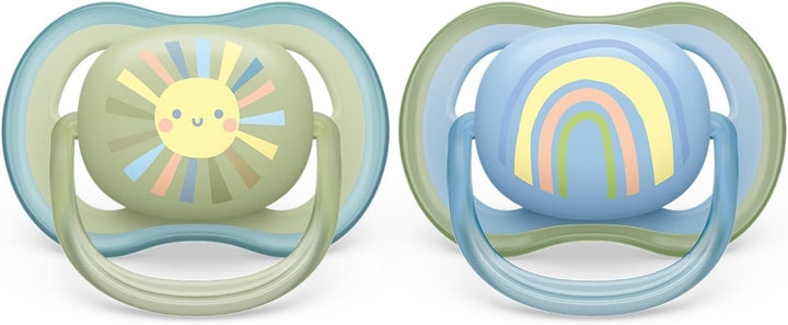 Chupetes Ultra Air Sol y Arco Iris Celeste y Verde 0-6m