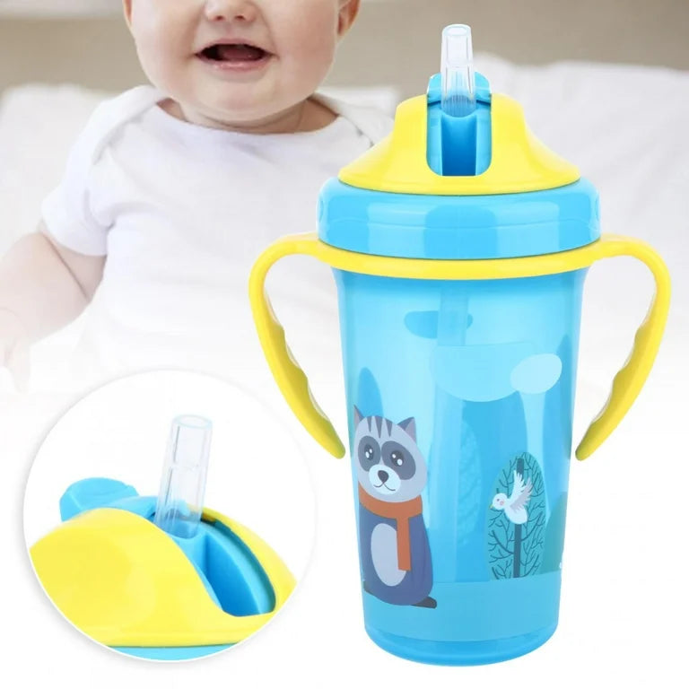 Vaso Con Bombilla Azul Mapache 300ml