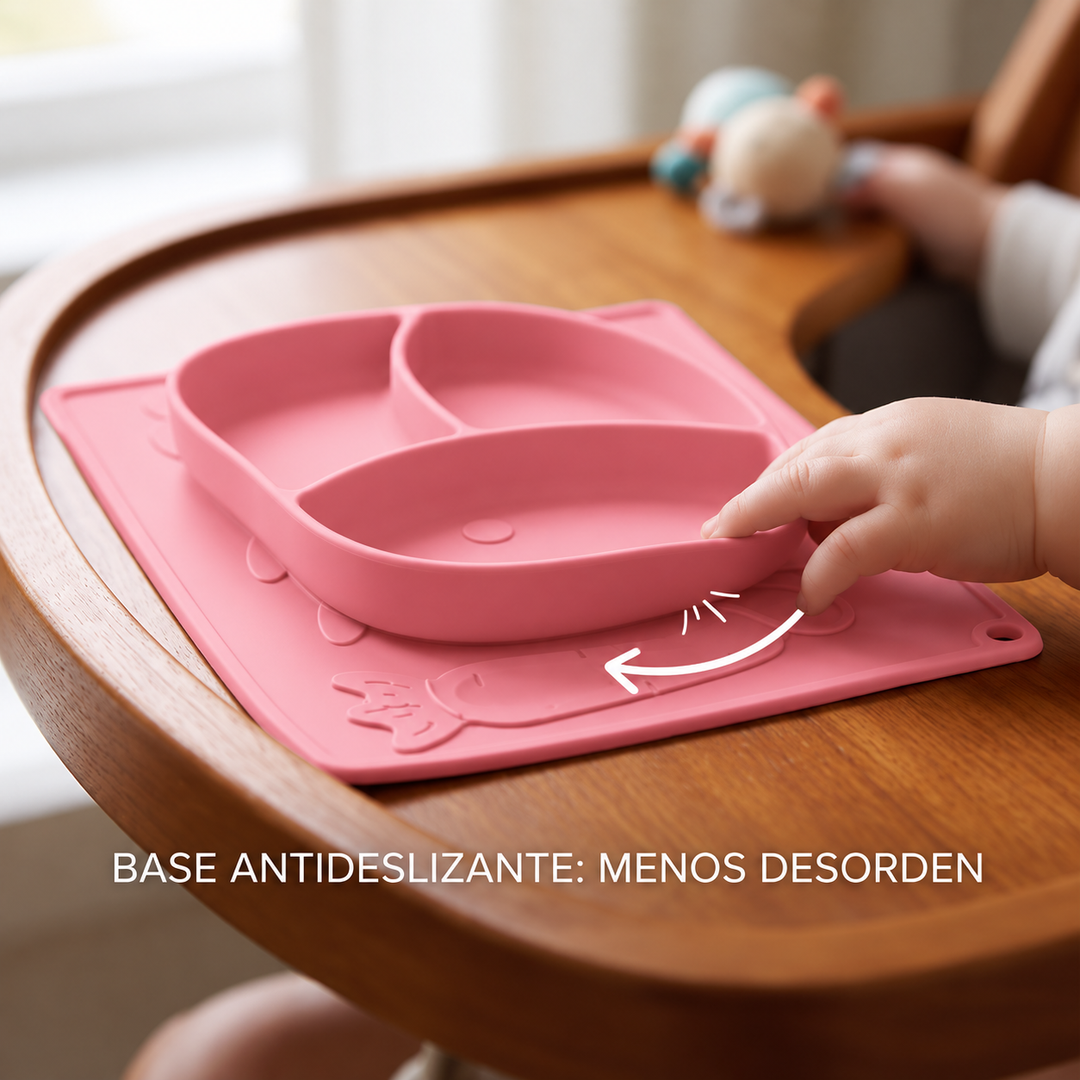 Individual Antideslizante Plato Conejito Rosado