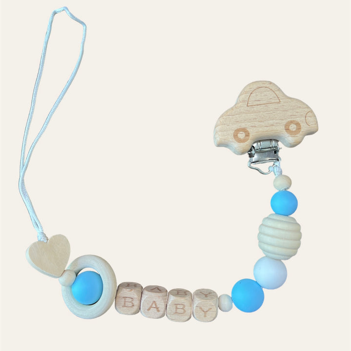 Porta Chupete Perlas Celeste Auto