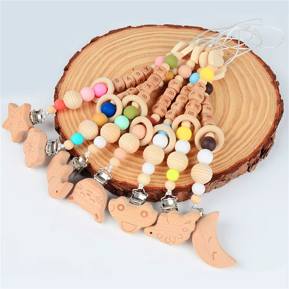 Porta Chupete Perlas Rosa Flor