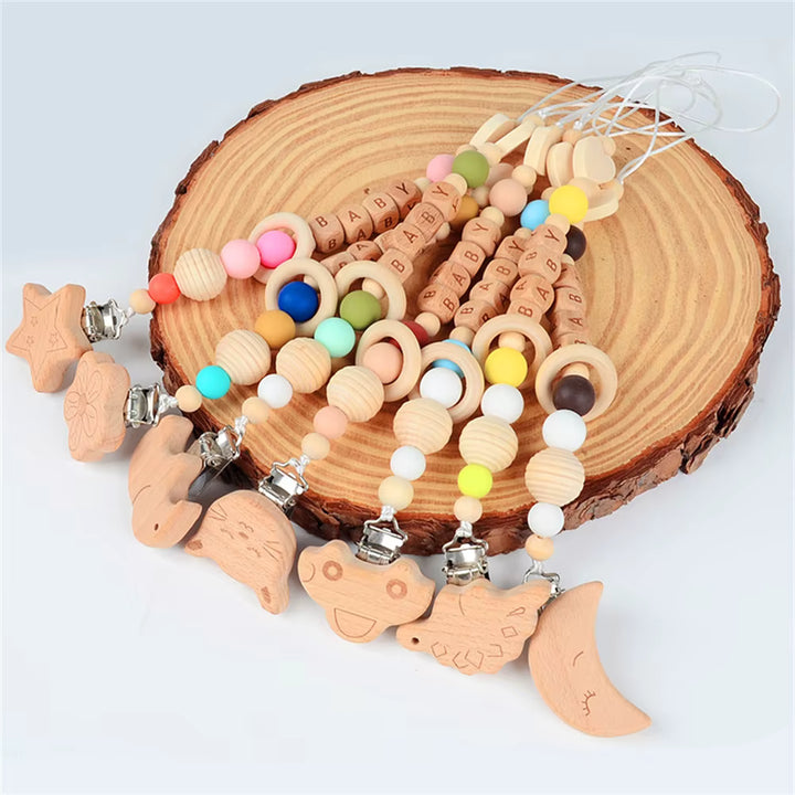 Porta Chupete Perlas Rosa Flor