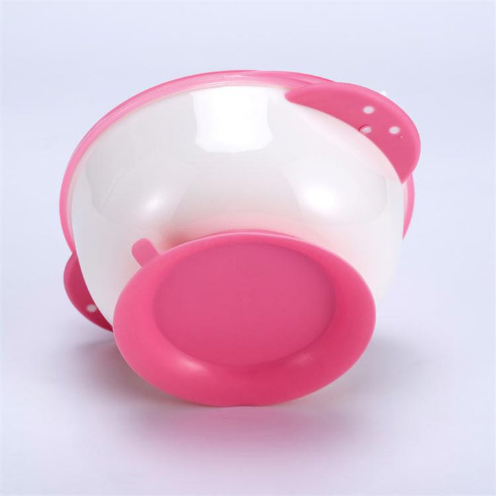 Bowl De Succión Con Cubiertos Rosado