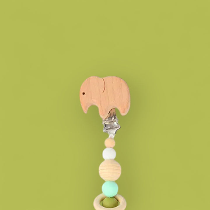 Porta Chupete Perlas Verde Elefante