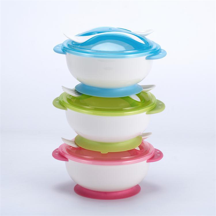 Bowl De Succión Con Cubiertos Rosado