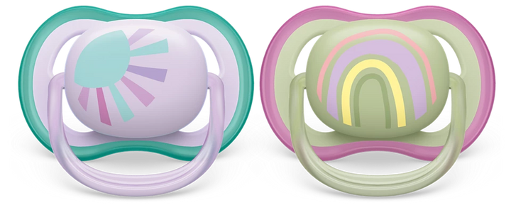 Chupetes Ultra Air Sol y Arco Iris Lila y Verde 0-6m