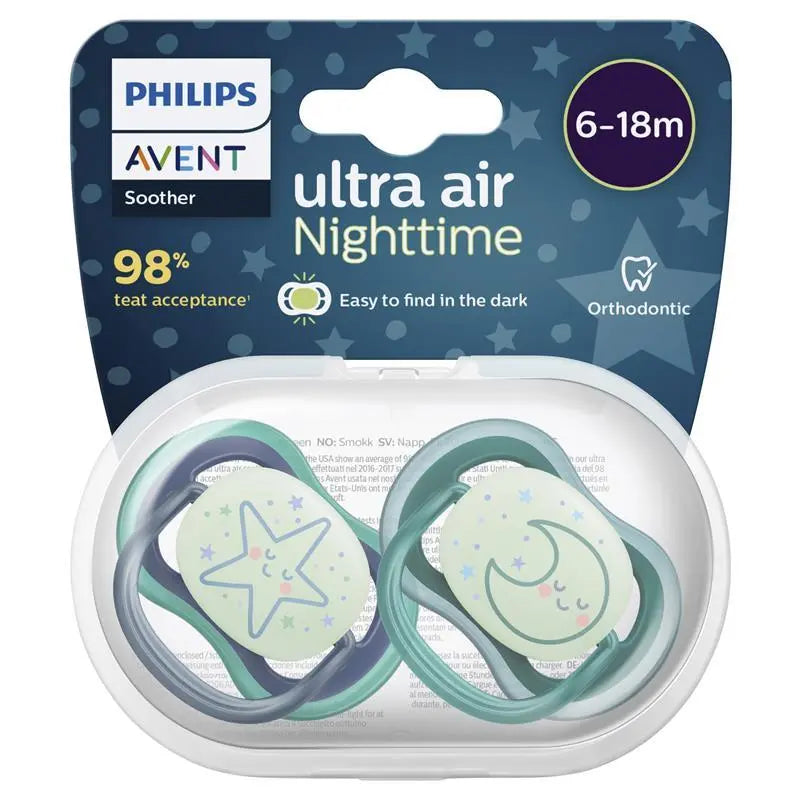 Chupetes Ultra Air Night Estrella Luna y Estrella 6-18m