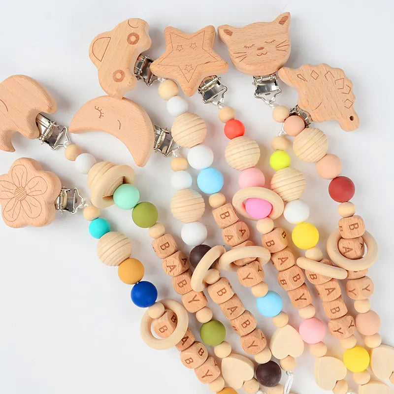 Porta Chupete Perlas Verde Elefante