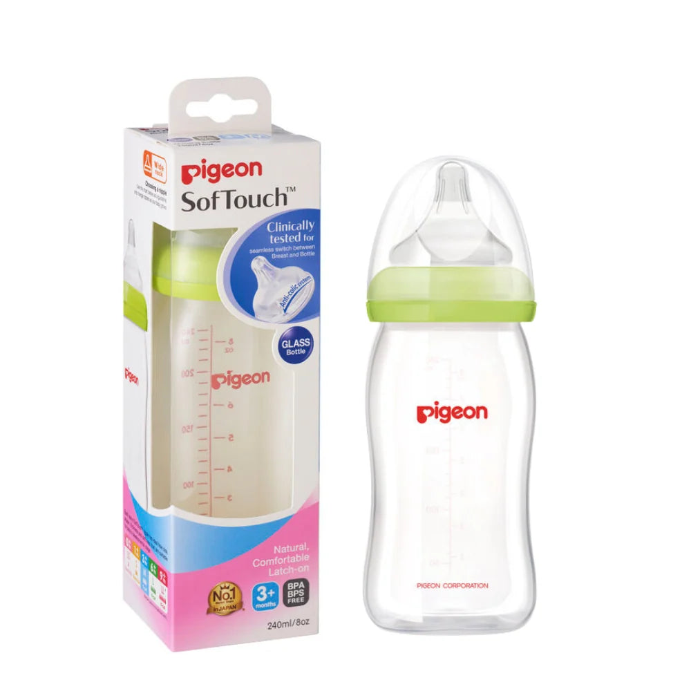 Mamadera Vidrio Verde Soft Touch 240ML 3+