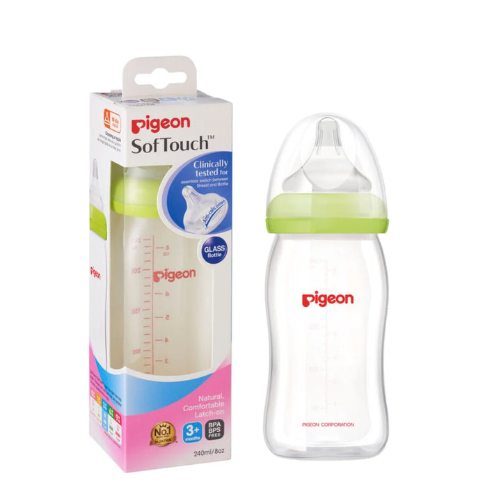 Mamadera Vidrio Verde Soft Touch 240ML 3+