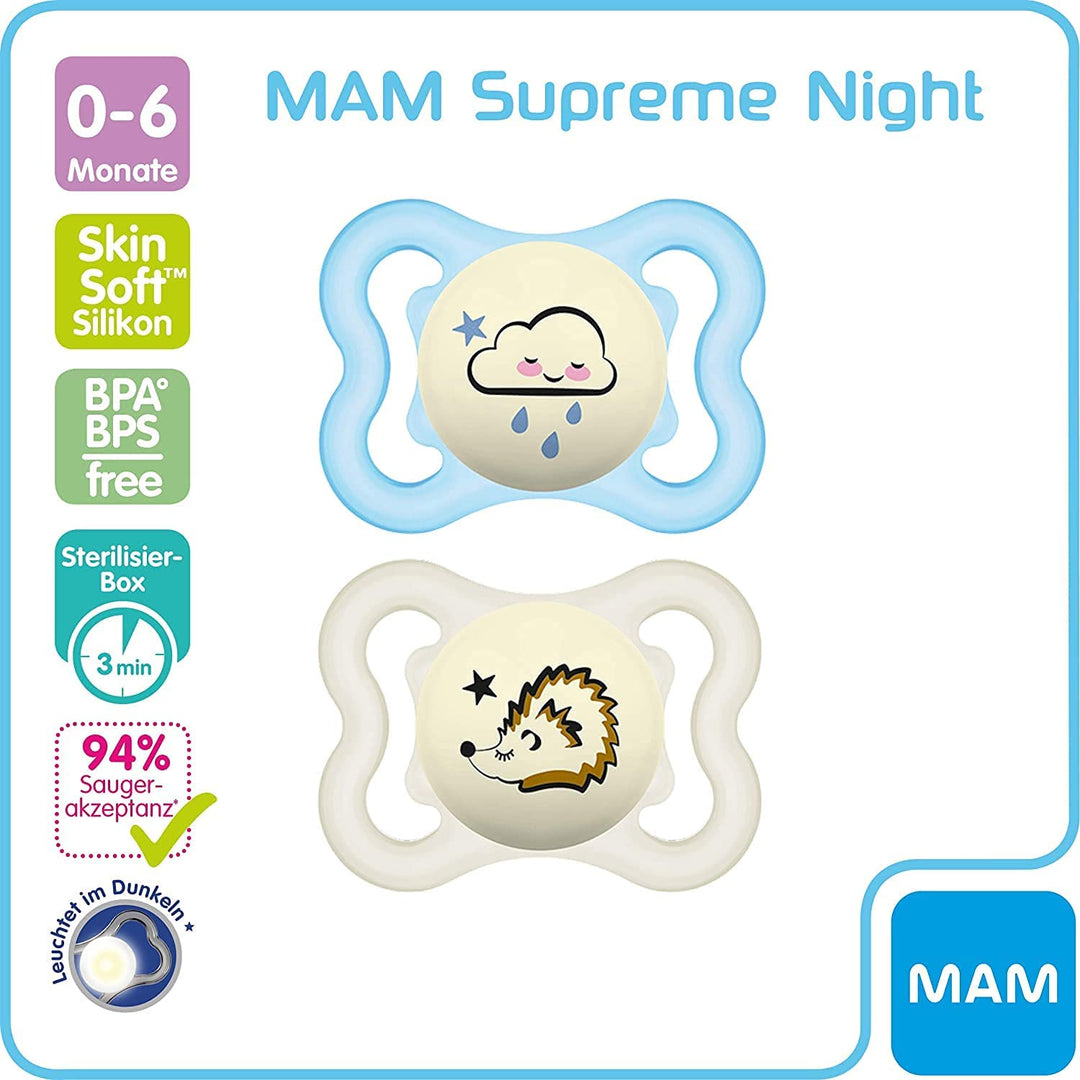 Chupetes Supreme Night Nube y Puerco Espin 0-6m